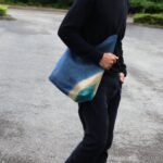Ancient Wisdom Soft Blend Jute & Cotton Shoulder Tote Bag – Denim Blue - Image 3