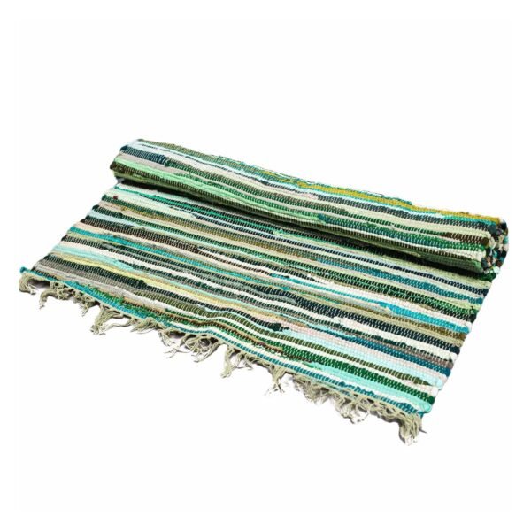 Ancient Wisdom Premium Quality Cotton Room Rag Rug (150x90cm) – Natural Greens
