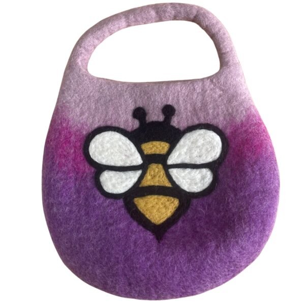 Ancient Wisdom One Handle with Magnet Water Felted Bee Bag – Lavender Shades