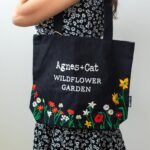 Agnes + Cat Wildflower Garden Design Cotton Tote Bag - Black - Image 2