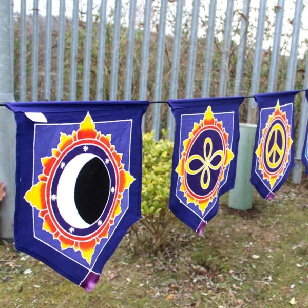Ancient Wisdom 7 Flags Banner Batik Wall Art - Love In The Center