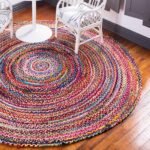 Ancient Wisdom Handmade Round Jute & Recycled Cotton Rug – 90cm - Image 3