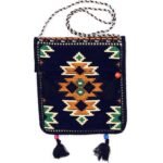 Ancient Wisdom Dark Navy Blue Kilim Festival Messenger Bag