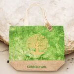 Ancient Wisdom Green Stonewash Jute & Cotton All Natural Bag – Tree of Life (Connection) - Image 4