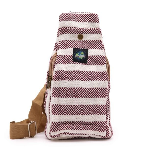 Ancient Wisdom Natural Cotton Body Cross Bag – Burgundy & White