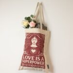 Ancient Wisdom Iconic Toni Natural Cotton Nomad Sari Tote Bag – Love Is A Super Power - Image 5