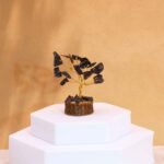 Ancient Wisdom Mini Black Agate Gemstone Tree (15 Stones) On Wooden Base
