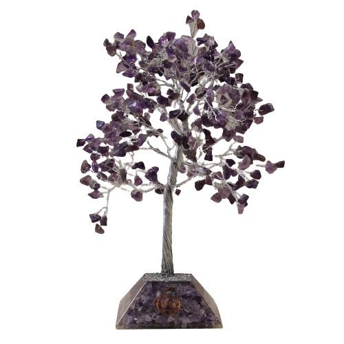 Ancient Wisdom Large Amethyst Gemstone Tree (320 Stones) On Orgonite Base