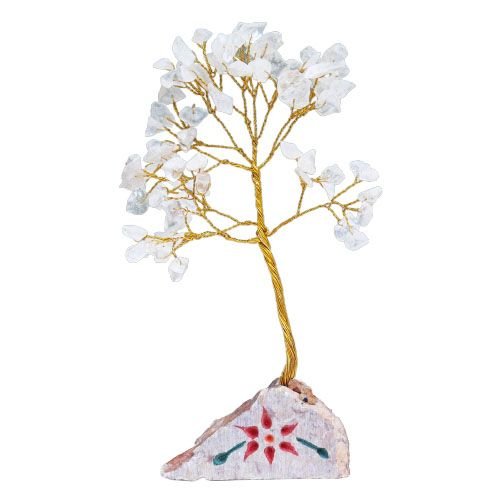Ancient Wisdom Rock Crystal Gemstone Tree (80 Stones) On Gemstone Rock Base