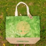 Ancient Wisdom Green Stonewash Jute & Cotton All Natural Bag – Tree of Life (Connection) - Image 3