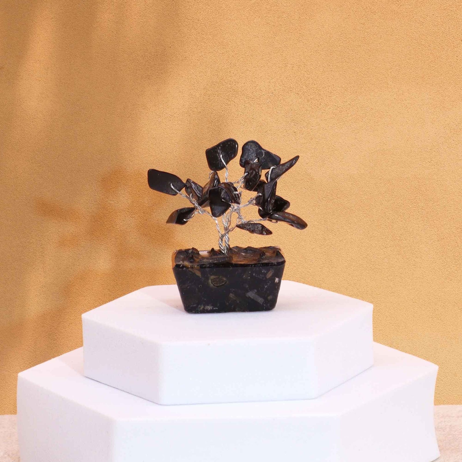 bG9jYWw6Ly9tZWRpYS9ISi9FRC82MFIzMEMxRzZXUjNFREhKLzIzYTc0MGI0LmpwZWc.jpg Ancient Wisdom Mini Black Agate Gemstone Tree (15 Stones) On Orgonite Base - Image 1