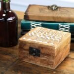 Ancient Wisdom White Washed 4×4 Aztec Design Wooden Box - Image 5