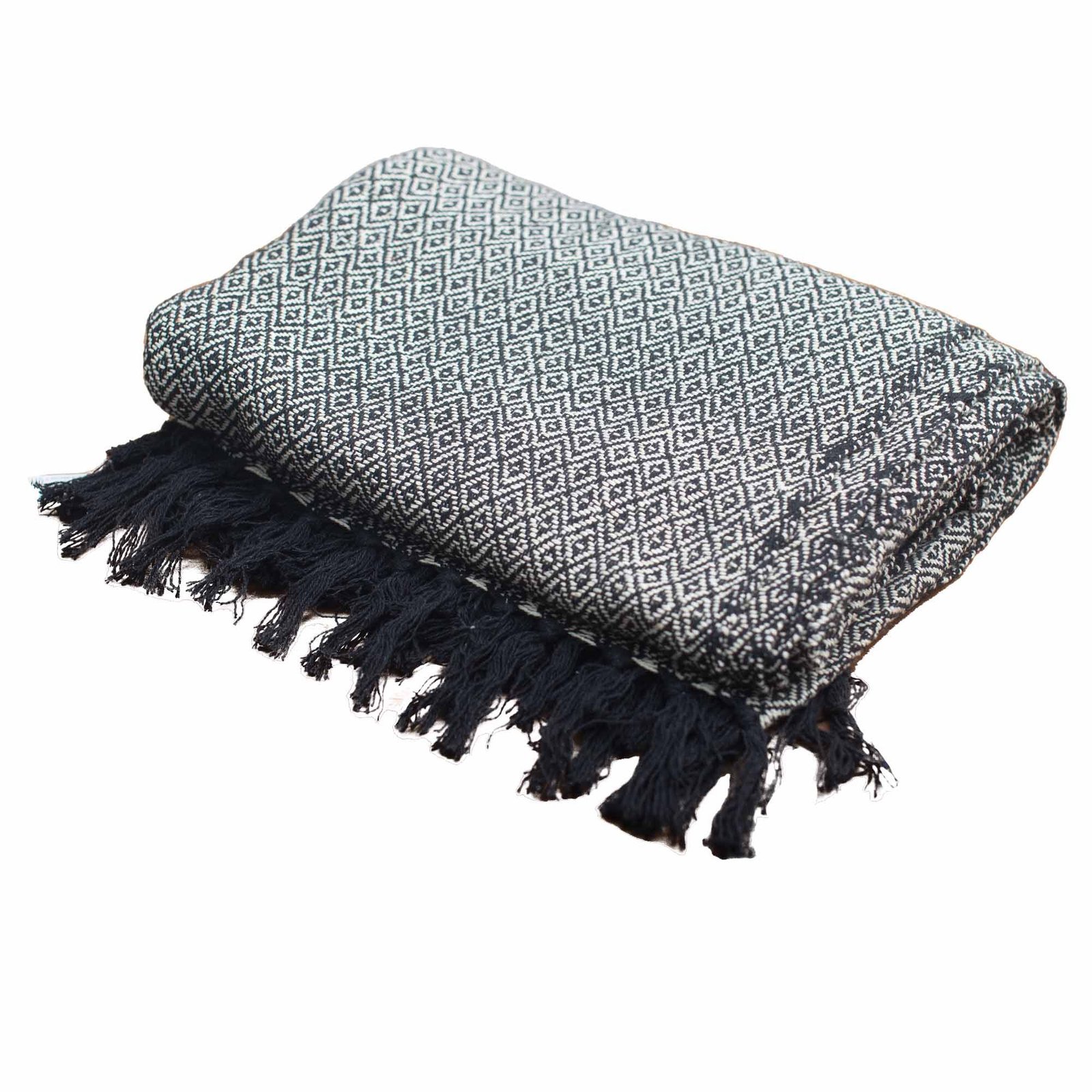 bG9jYWw6Ly9tZWRpYS9ISi9HQy82MFIzMEMxRzZSV0tHQ0hKLzI2MWU0ZTU4LmpwZWc.jpg Ancient Wisdom Boho Comfort Cotton Throw (125x150cm) – Charcoal - Image 1