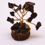 Ancient Wisdom Mini Black Agate Gemstone Tree (15 Stones) On Wooden Base - Image 3
