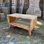 Ancient Wisdom Small Rounded Handcrafted Recycled Wood Coffee Table