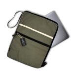 Hop Hare Cotton Canvas Large Laptop Pouch – Olive - Image 5