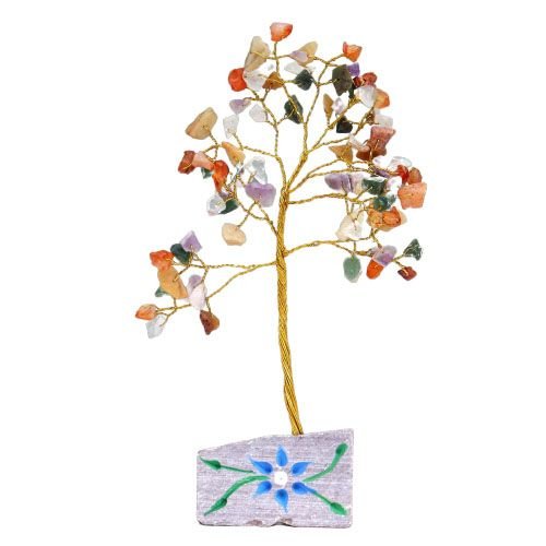 Ancient Wisdom Multi Gemstone Tree (80 Stones) On Gemstone Rock Base