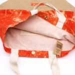 Ancient Wisdom Orange Stonewash Jute & Cotton All Natural Bag – Namaste Hand (Peace) - Image 2