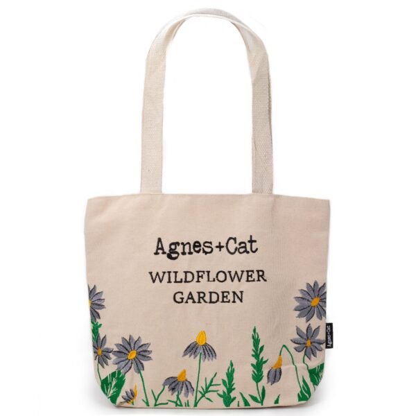 Agnes + Cat Wildflower Garden Design Cotton Tote Bag - Purple Flowers
