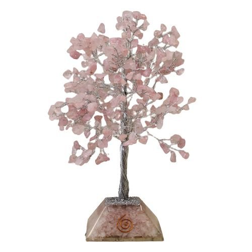 Ancient Wisdom Large Rose Quartz Gemstone Tree (320 Stones) On Orgonite Base