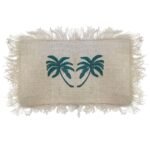 Ancient Wisdom Palm Tree Design with Fringe Linen Cushion Cover (30x50cm) - Image 4