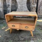 Ancient Wisdom Small Rounded Handcrafted Recycled Wood 2 Drawer TV Stand