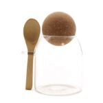 Ancient Wisdom Clear 10cm Cottage Cork Ball Glass Jar & Spoon