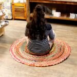 Ancient Wisdom Handmade Round Jute & Recycled Cotton Rug – 120cm - Image 3