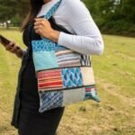 Ancient Wisdom Handmade Patchwork Kathmandu Tote Bag - Dhaka Design (37 x 38cm) - Image 4