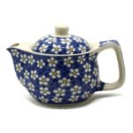 Ancient Wisdom 350ml Small Ceramic Herbal Teapot - Blue Daisey