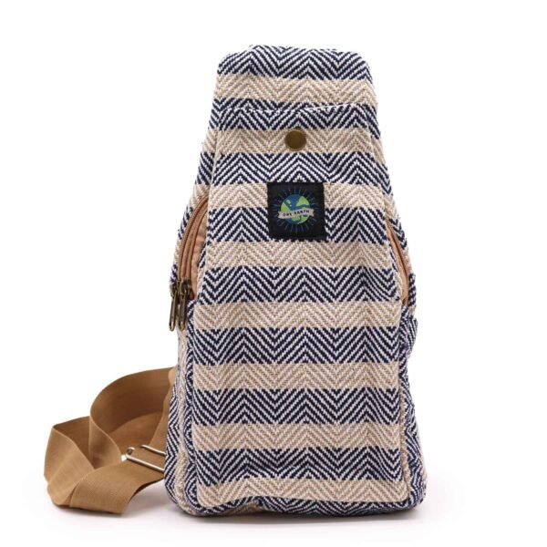 Ancient Wisdom Natural Cotton Body Cross Bag – Tan & Navy