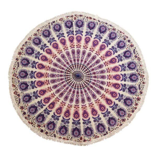 Ancient Wisdom Small Mandala Roundy Wall Art Spread (130cm) – Peacock Purples