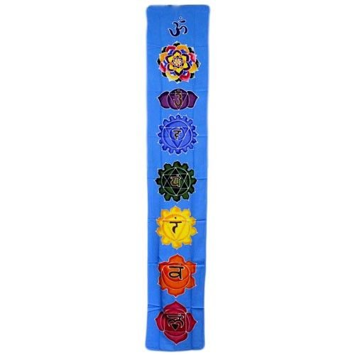 Ancient Wisdom Handcrafted Chakra Sky Blue Drop Banner Batik Wall Hanging