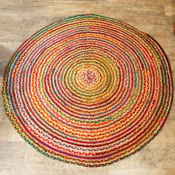 Ancient Wisdom Handmade Round Jute & Recycled Cotton Rug – 150cm