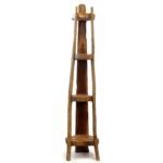 Ancient Wisdom 135cm Natural Teak Wood 4 Log Shelves Corner Unit