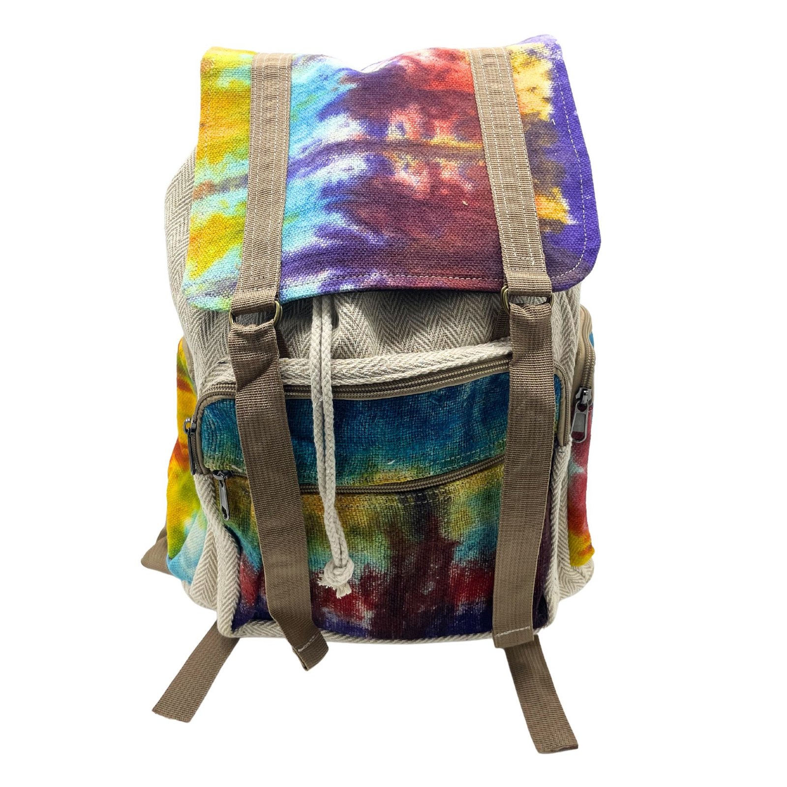 bG9jYWw6Ly9tZWRpYS9IUC9DRC82MFIzMEMxRzZXUjNDREhQL2ZhODk4ODdiLmpwZWc.jpg Ancient Wisdom Tie-Dye Hemp Large Square Backpack - Image 1