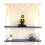 Ancient Wisdom Natural Macrame Hanging Shelves – Blue - Image 2