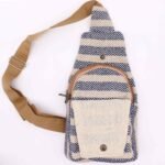 Ancient Wisdom Natural Cotton Body Cross Bag – Tan & Navy - Image 4