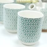 Ancient Wisdom Ceramic Herbal Teapot & 6 Matching Tea Cups – Green Mosaic Design - Image 6