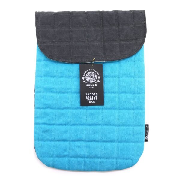 Ancient Wisdom Stonewash Cotton Laptop Padded Pouch - Terrific Turquoise