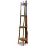 Ancient Wisdom 135cm Natural Teak Wood 4 Log Shelves Corner Unit - Image 3