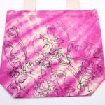 Ancient Wisdom Pretty Face Design Magenta Tye-Dye Cotton Bag with Natural Handle - Image 2