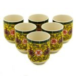 Ancient Wisdom Set of 6 Ceramic Herbal Tea Cups – Long Life Oriental Design