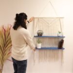 Ancient Wisdom Natural Macrame Hanging Shelves – Blue - Image 3