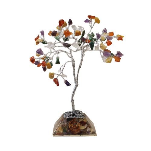 Ancient Wisdom Multi Stones Gemstone Tree (80 Stones) On Orgonite Base