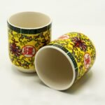 Ancient Wisdom Set of 6 Ceramic Herbal Tea Cups – Long Life Oriental Design - Image 2