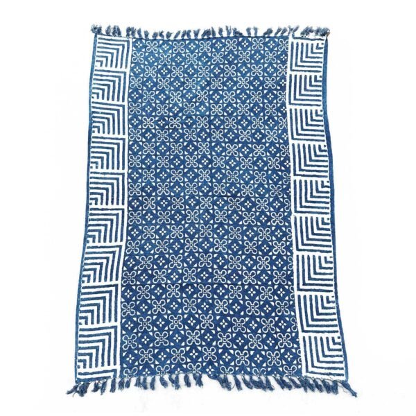 Ancient Wisdom Handmade Cotton Indigo Throw (170x120cm) – Kasba Tiles