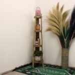 Ancient Wisdom 135cm Natural Teak Wood 4 Log Shelves Corner Unit - Image 4
