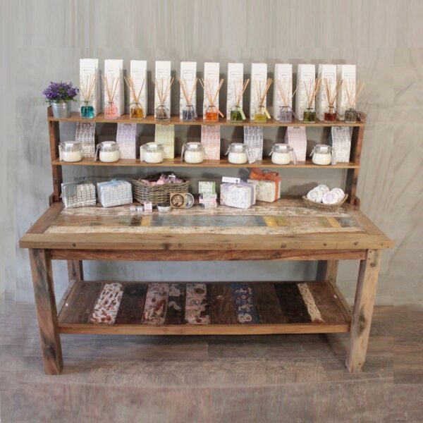 Agnes & Cat Large 2.2m Standard Wooden Table with Top Shelf