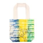 Ancient Wisdom Elephants Design Multicoloured Tye-Dye Cotton Bag with Natural Handle